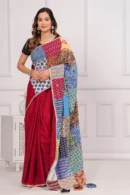 Maroon Patch Work Cotton Saree