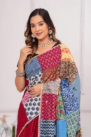 Maroon Patch Work Cotton Saree