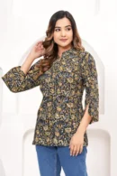 Flint Printed Cotton Top with Floral Design