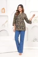 Flint Printed Cotton Top with Floral Design