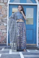 Greyish Blue Chaniya Choli Garba look