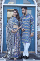 Greyish Blue Couple Combo Dresses front view