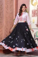 White Black Tie & Die Printed Lehenga Choli side view