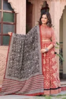 Red printed lehenga choli