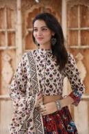 Merlot Red Printed Cotton Lehenga Choli style
