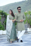 Mineral Green Couple Kurta Set front view