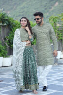 Mineral Green Couple Kurta Set look
