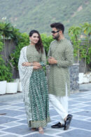 Mineral Green Couple Kurta Set side view