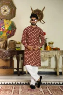 Mojo Red Kurta Style for Men