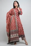 Persian Red Anarkali Suit with Mul Dupatta for Women
