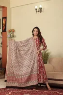 Red Anarkali Suit with Mul Dupatta