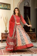 Red-Black Lehenga Choli Dupatta front view