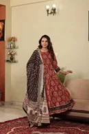 Red Brown Anarkali Suit