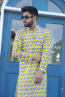 Straw Yellow Long Kurta for Men style