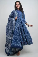 Tealish Blue Anarkali Suit with Mul Dupatta