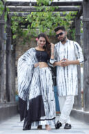 Titan White Couple Matching Kurta With Lehenga Choli