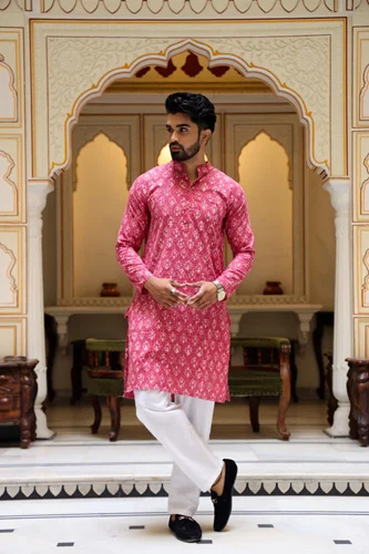 Tulip Pink Wedding Kurta for Men