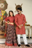 cornell red lehenga choli combo side view