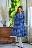 fun blue latest one piece dress design front view