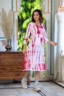 Geyser White Block Printed One Piece Dress for Women