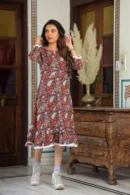 Hemp Block Printed One Piece Dress for Women