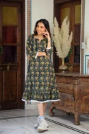 Iridium Block Printed One Piece Dress for Women