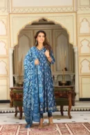Light Navy Blue Anarkali Suit with Dupatta for Women