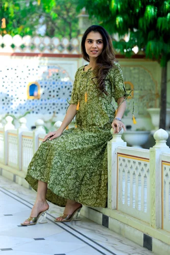 lunar green one piece dress side view