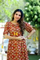 Merlot Block Printed One Piece Dress for Women