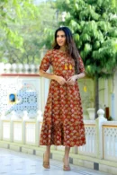 Merlot Block Printed One Piece Dress for Women