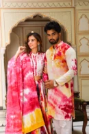 Multicolour Couple Matching Kurta With Lehenga Choli