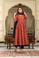 Persian Red Anarkali Suit with Black Dupatta