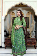 Muddy Green Printed Lehenga Choli for Women