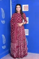 berry pink floral print ghagra choli look
