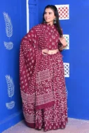 berry pink floral print ghagra choli side view