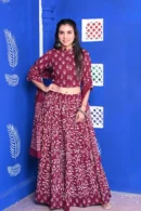berry pink floral print ghagra choli style