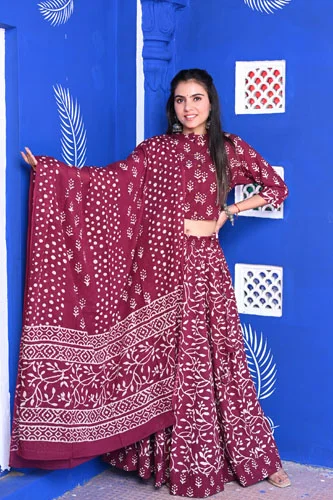 berry pink floral print ghagra choli