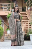Birch Black Printed Floral Lehenga Choli for Women