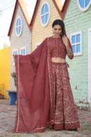 Cordovan Printed Plus Size Lehenga Choli for Women