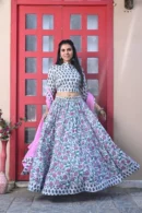 geyser lehenga choli online shopping floral front view