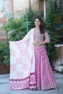 lavender pink floral lehenga choli set front view