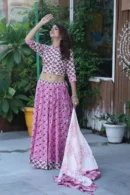 Lavender Pink Printed Floral Lehenga Choli for Women