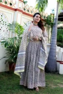 metallic silver navratri lehenga choli online india front view