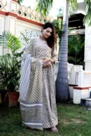 Metallic Silver Printed Lehenga Choli with Mul Dupatta