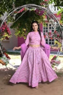 orchid pink floral designer lehenga choli front view