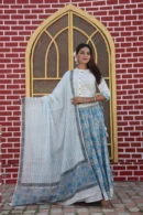 oslo grey floral lehenga online front view