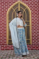 oslo grey floral lehenga online side view