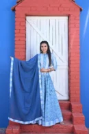 pastel blue floral choli designs