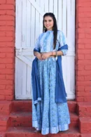 Pastel Blue Printed Floral Lehenga Choli for Women