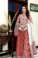 Reddish Printed Lehenga Choli with Strip Design